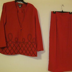 red cocktail suit